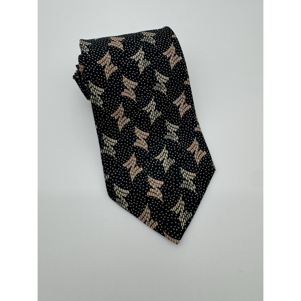 Giorgio Armani Cravatte Silk Tie Black Geometric Dot Pattern Made in‎ Italy